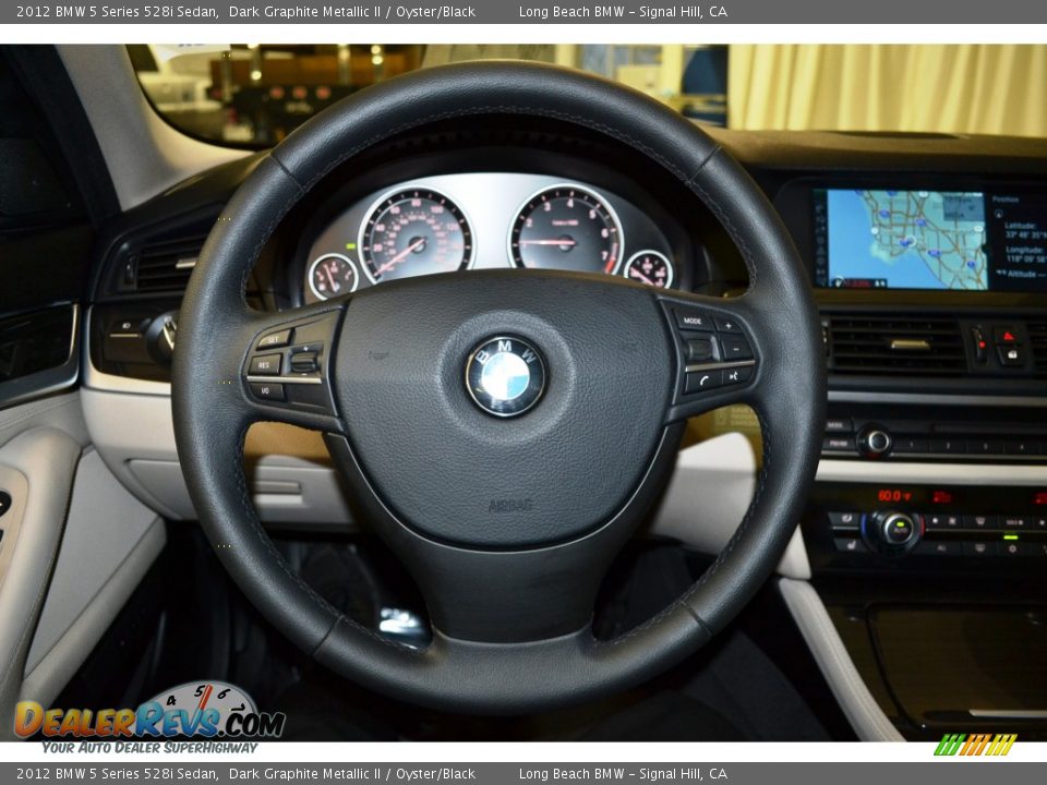 2012 BMW 5 Series 528i Sedan Dark Graphite Metallic II / Oyster/Black Photo #25