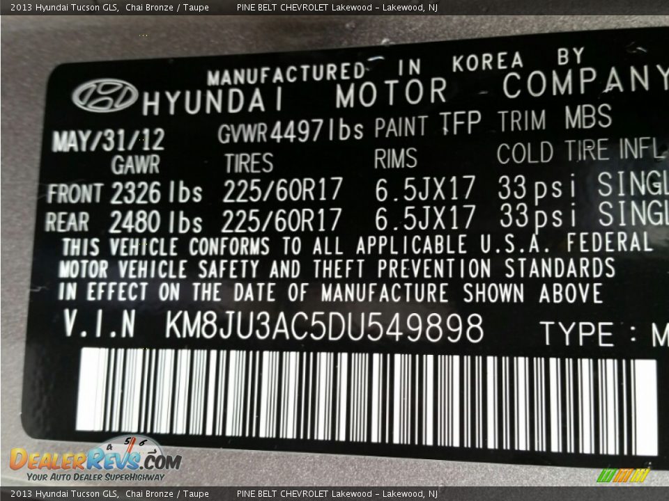 2013 Hyundai Tucson GLS Chai Bronze / Taupe Photo #19