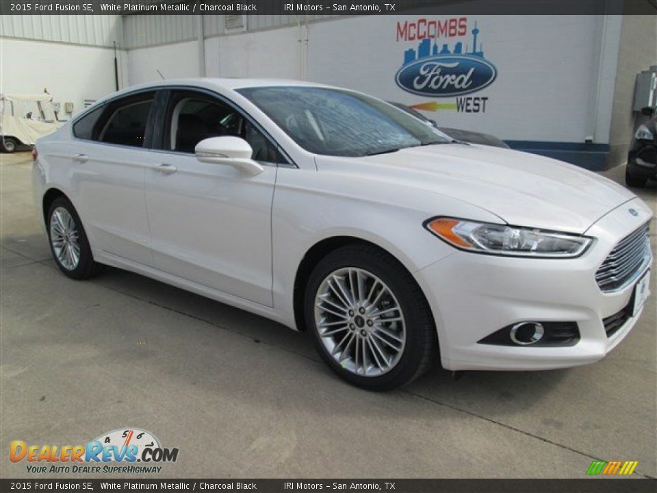 2015 Ford Fusion SE White Platinum Metallic / Charcoal Black Photo #2