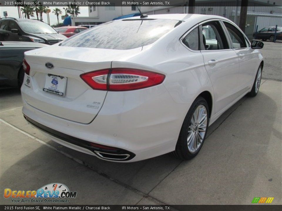2015 Ford Fusion SE White Platinum Metallic / Charcoal Black Photo #10