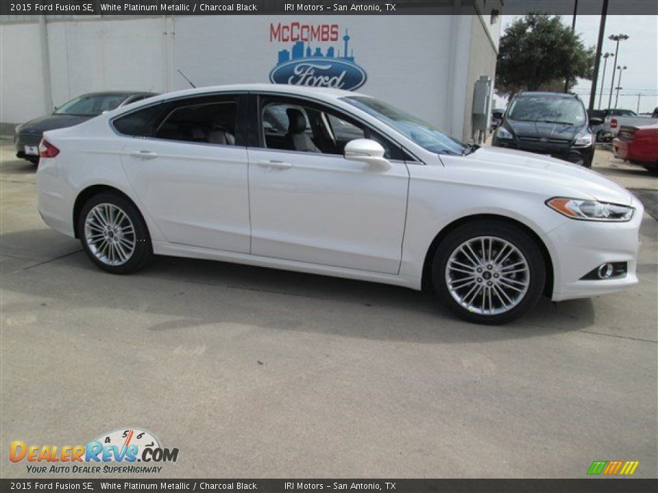2015 Ford Fusion SE White Platinum Metallic / Charcoal Black Photo #11