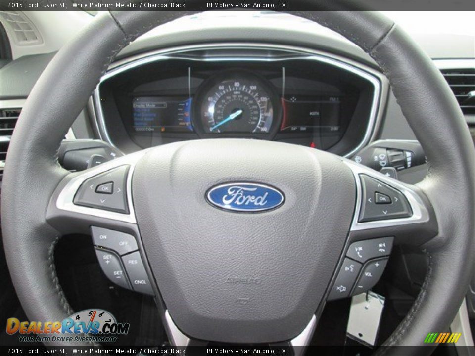 2015 Ford Fusion SE White Platinum Metallic / Charcoal Black Photo #27