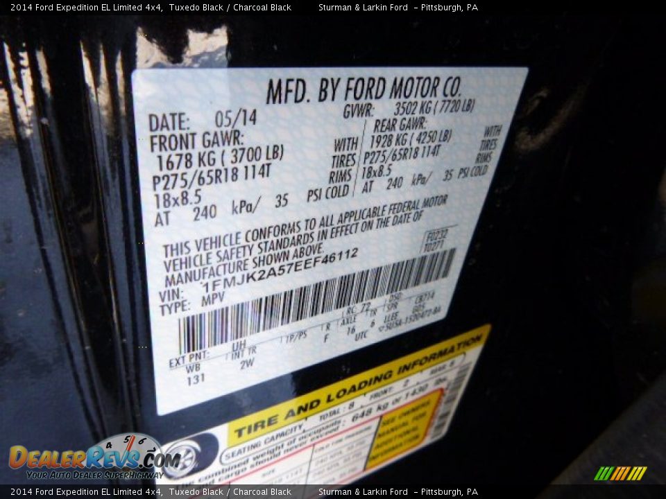 2014 Ford Expedition EL Limited 4x4 Tuxedo Black / Charcoal Black Photo #18
