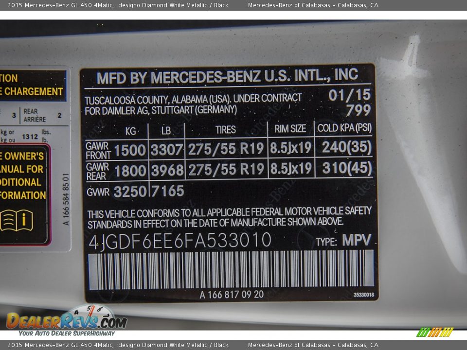 2015 Mercedes-Benz GL 450 4Matic designo Diamond White Metallic / Black Photo #7