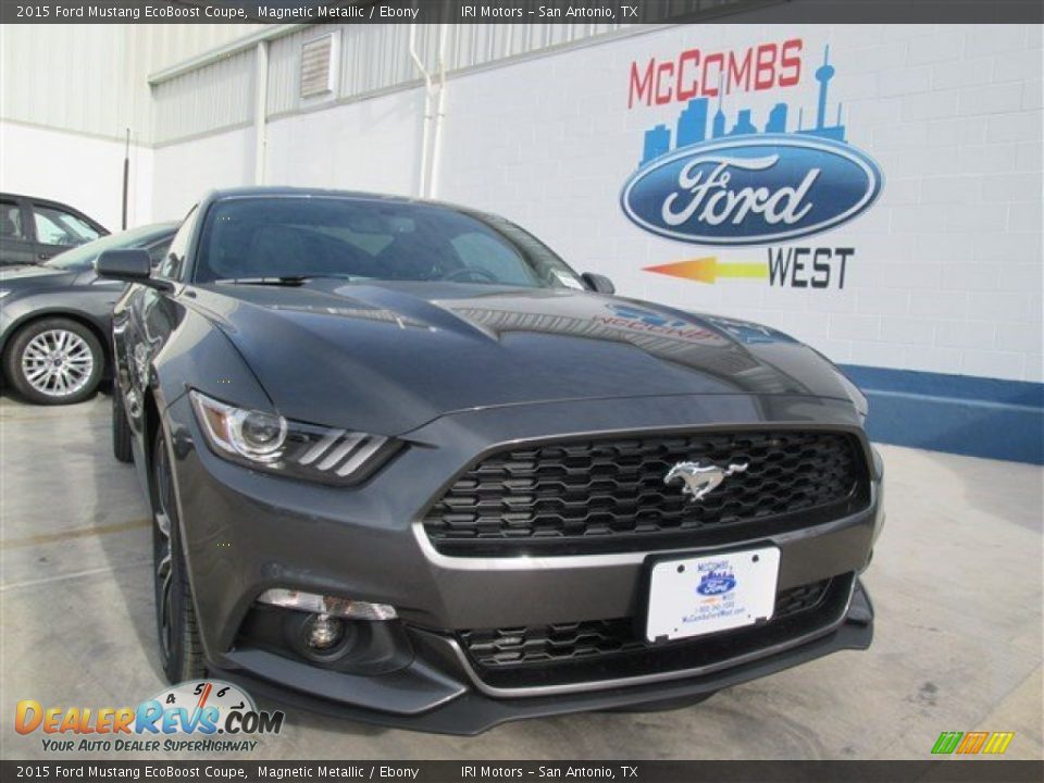 2015 Ford Mustang EcoBoost Coupe Magnetic Metallic / Ebony Photo #7