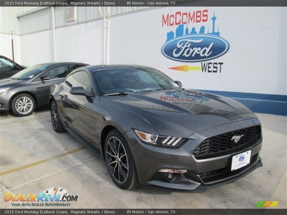 2015 Ford Mustang EcoBoost Coupe Magnetic Metallic / Ebony Photo #36