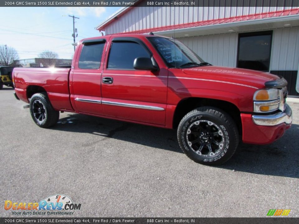 2004 GMC Sierra 1500 SLE Extended Cab 4x4 Fire Red / Dark Pewter Photo #8