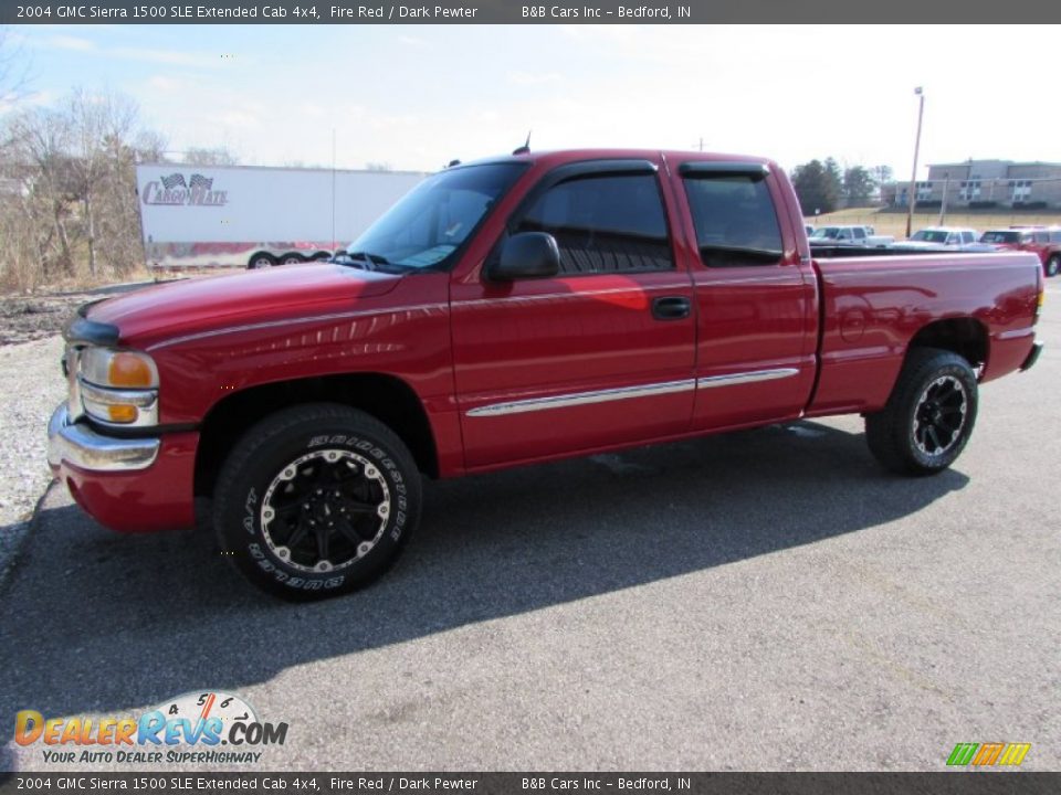 2004 GMC Sierra 1500 SLE Extended Cab 4x4 Fire Red / Dark Pewter Photo #9