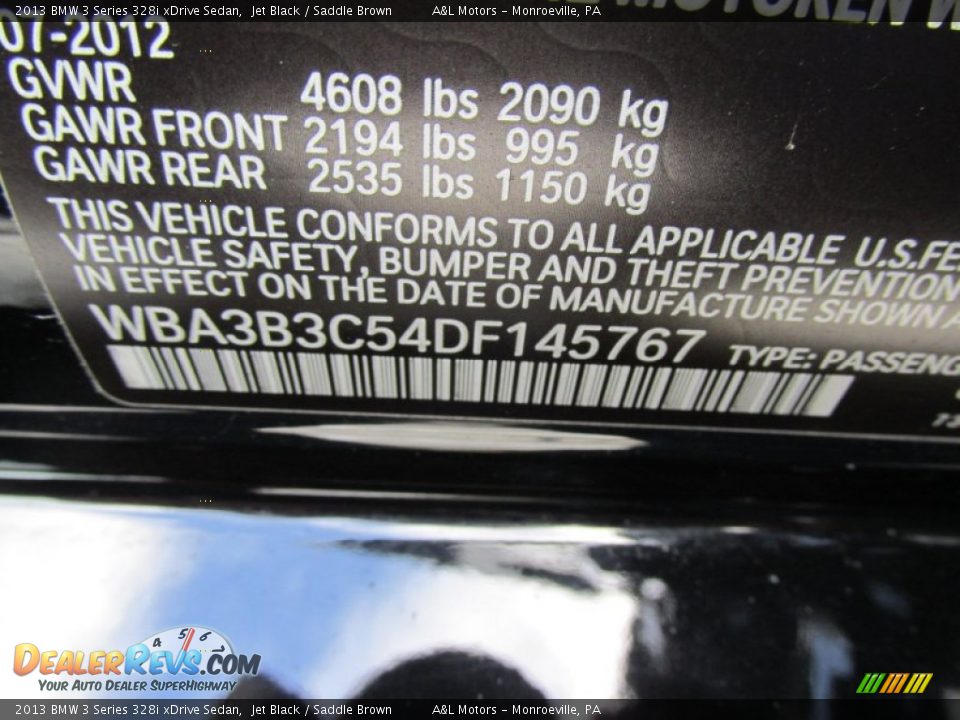 2013 BMW 3 Series 328i xDrive Sedan Jet Black / Saddle Brown Photo #19