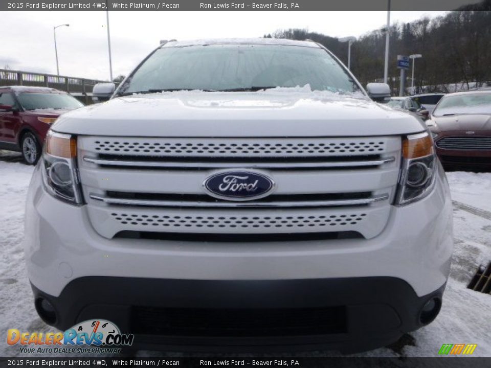 2015 Ford Explorer Limited 4WD White Platinum / Pecan Photo #3