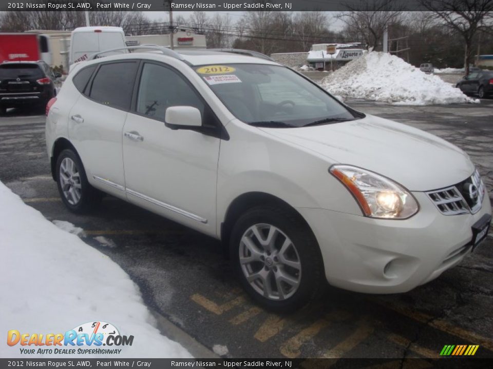 2012 Nissan Rogue SL AWD Pearl White / Gray Photo #3