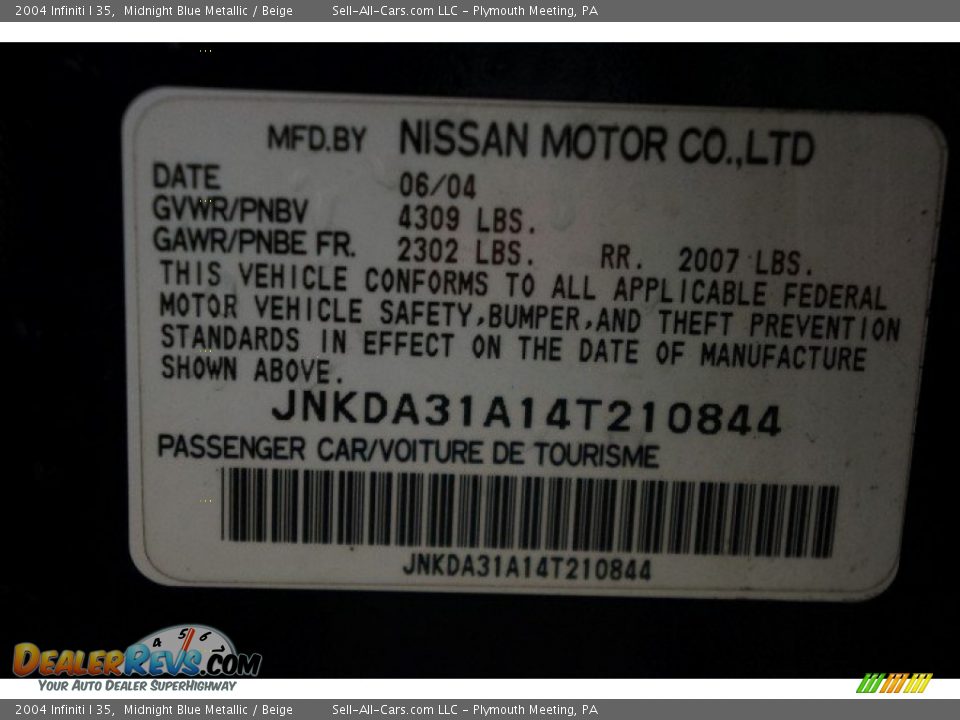 2004 Infiniti I 35 Midnight Blue Metallic / Beige Photo #15
