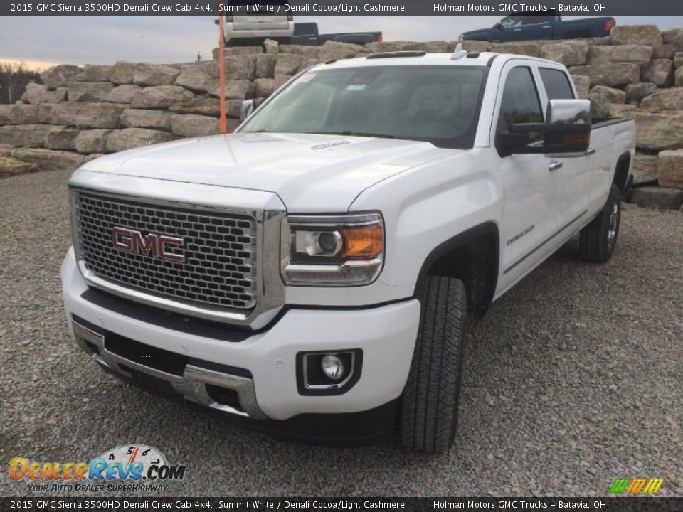 2015 GMC Sierra 3500HD Denali Crew Cab 4x4 Summit White / Denali Cocoa/Light Cashmere Photo #2