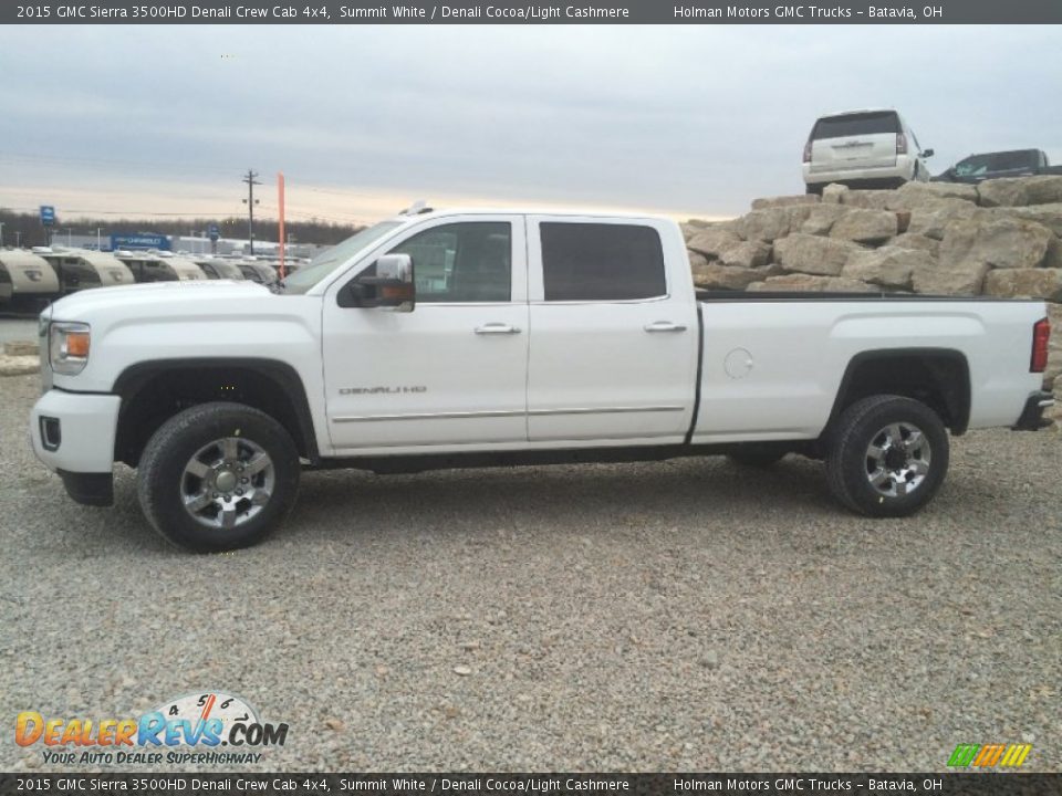 2015 GMC Sierra 3500HD Denali Crew Cab 4x4 Summit White / Denali Cocoa/Light Cashmere Photo #3