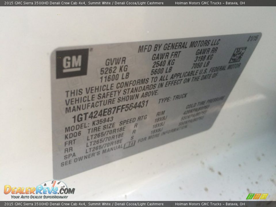 2015 GMC Sierra 3500HD Denali Crew Cab 4x4 Summit White / Denali Cocoa/Light Cashmere Photo #5