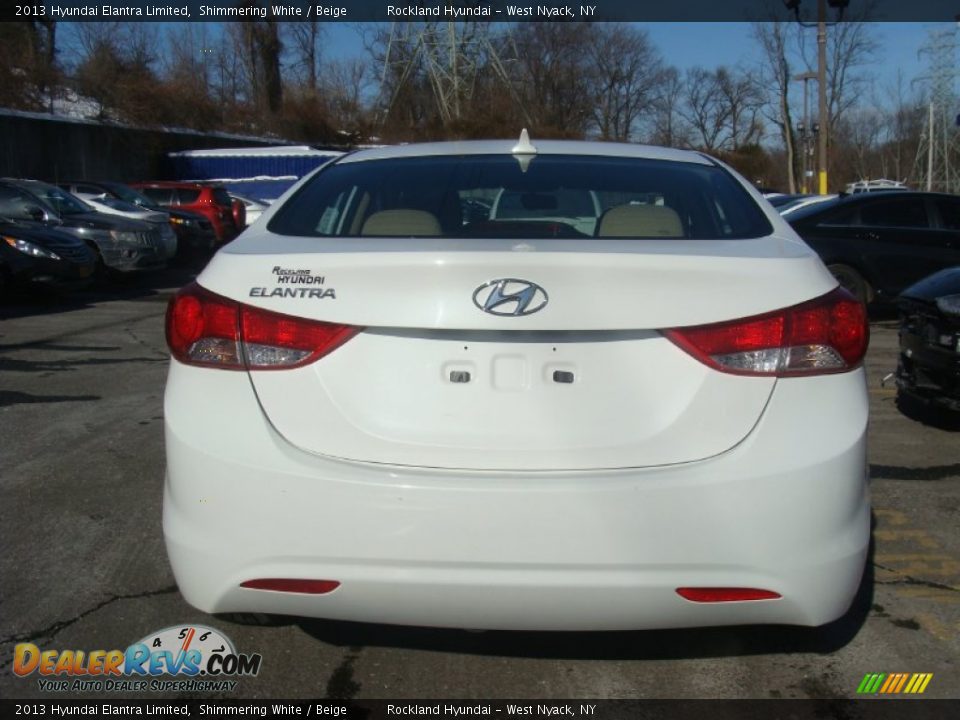 2013 Hyundai Elantra Limited Shimmering White / Beige Photo #5