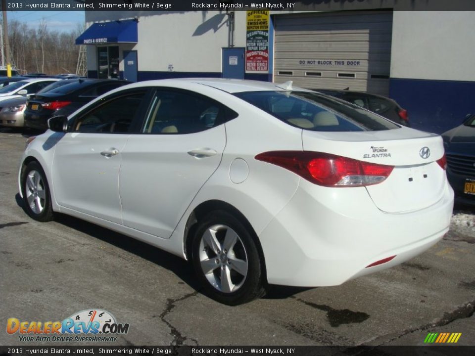 2013 Hyundai Elantra Limited Shimmering White / Beige Photo #6