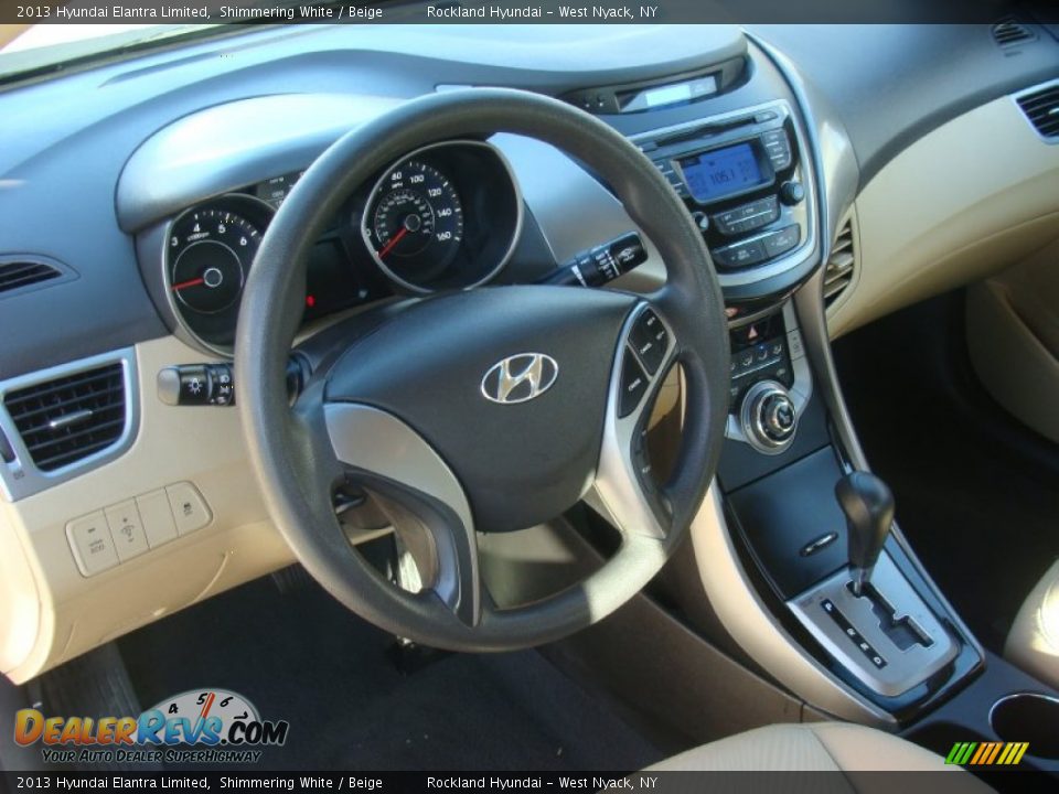 2013 Hyundai Elantra Limited Shimmering White / Beige Photo #9