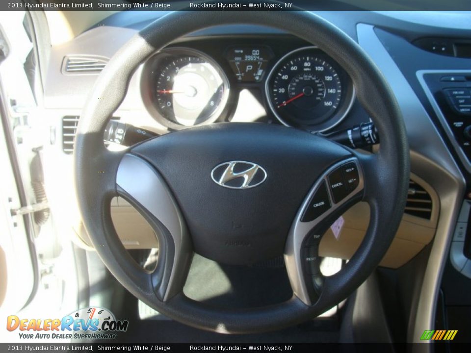 2013 Hyundai Elantra Limited Shimmering White / Beige Photo #13