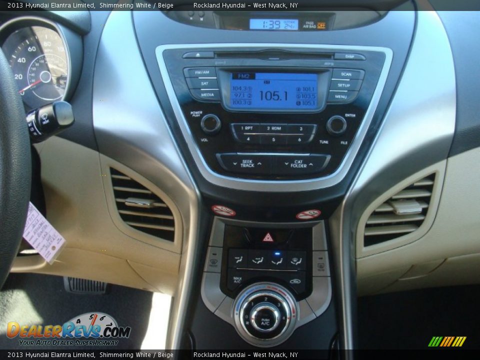 2013 Hyundai Elantra Limited Shimmering White / Beige Photo #16