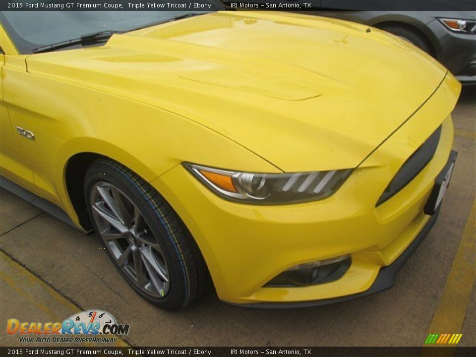 2015 Ford Mustang GT Premium Coupe Triple Yellow Tricoat / Ebony Photo #2