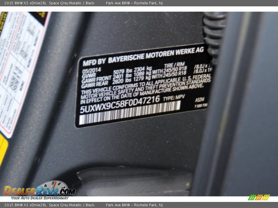 2015 BMW X3 xDrive28i Space Grey Metallic / Black Photo #34