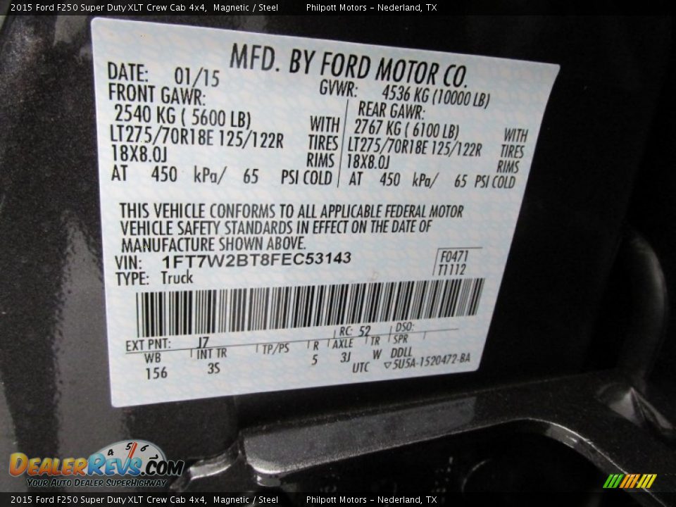 2015 Ford F250 Super Duty XLT Crew Cab 4x4 Magnetic / Steel Photo #36