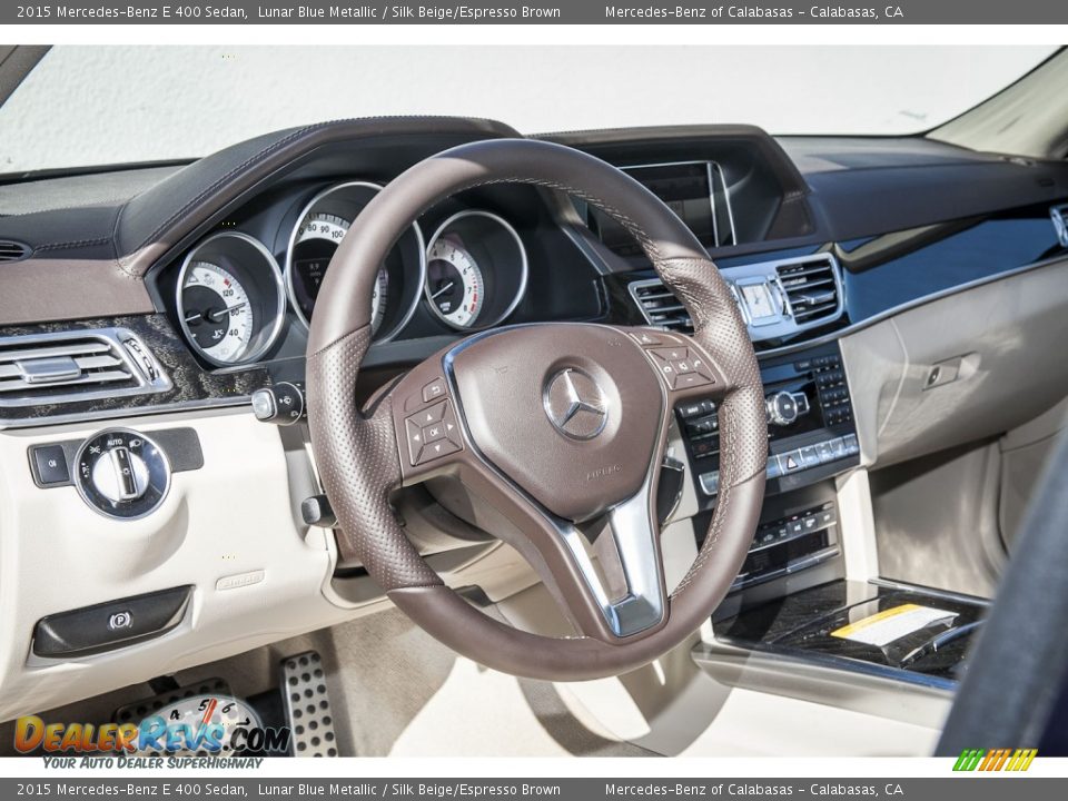 2015 Mercedes-Benz E 400 Sedan Lunar Blue Metallic / Silk Beige/Espresso Brown Photo #5