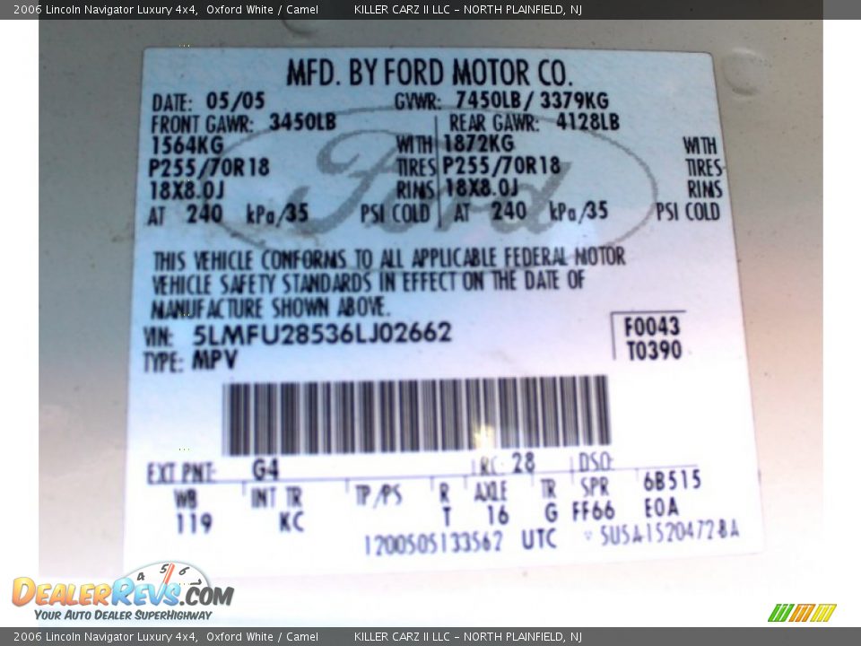 2006 Lincoln Navigator Luxury 4x4 Oxford White / Camel Photo #29