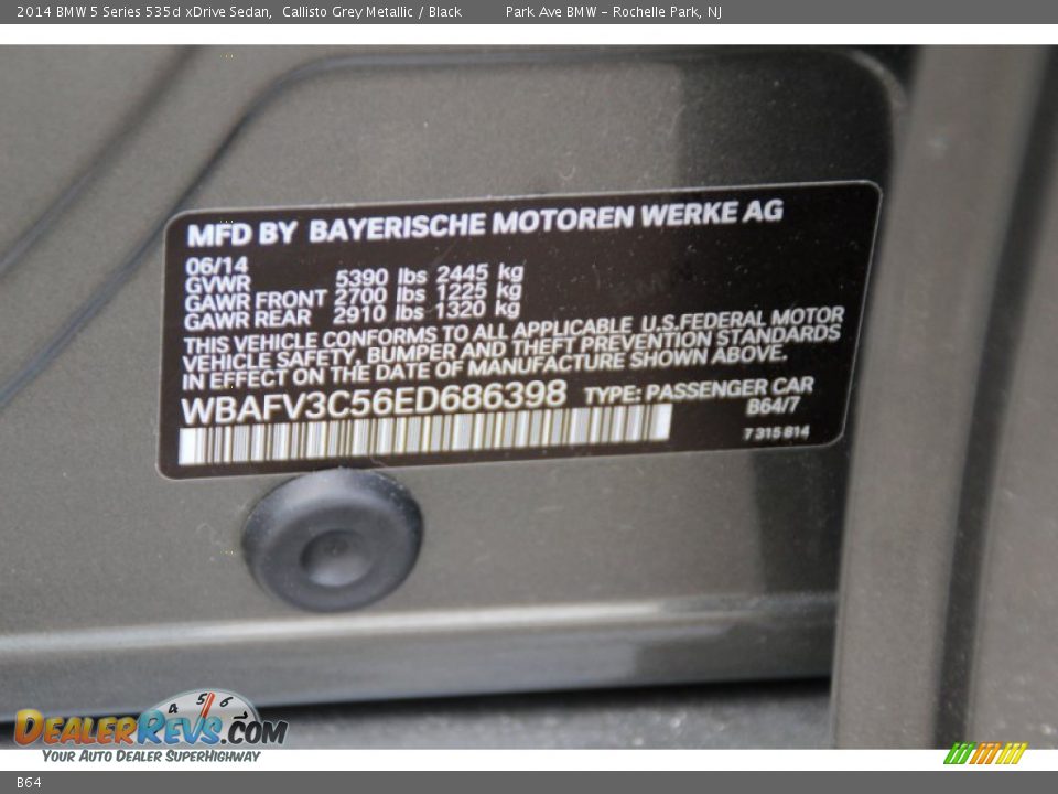 BMW Color Code B64 Callisto Grey Metallic