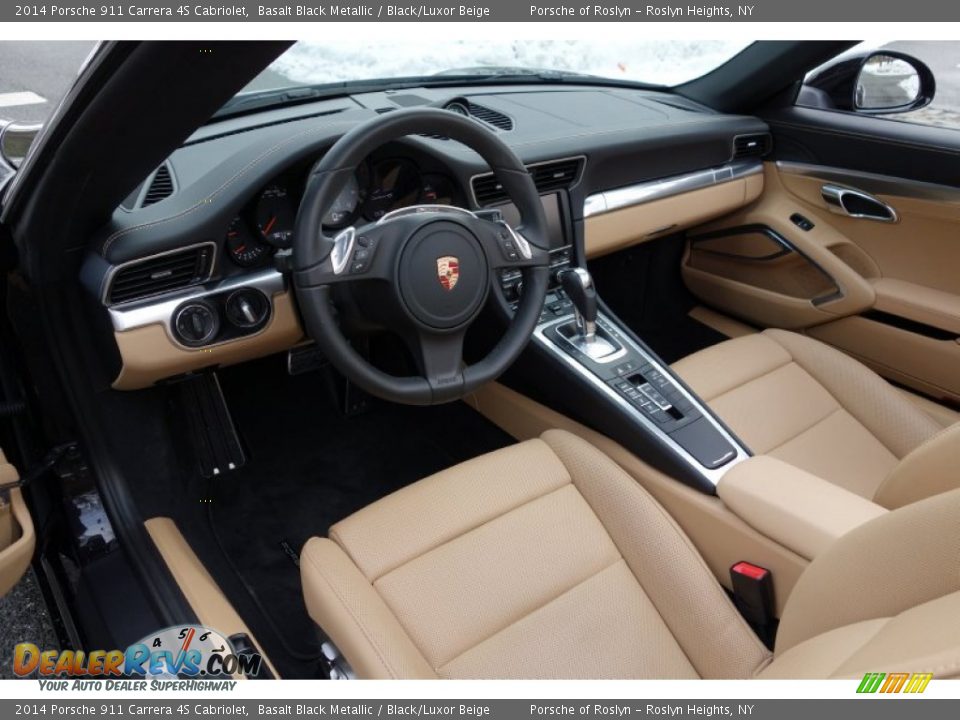 Black/Luxor Beige Interior - 2014 Porsche 911 Carrera 4S Cabriolet Photo #11