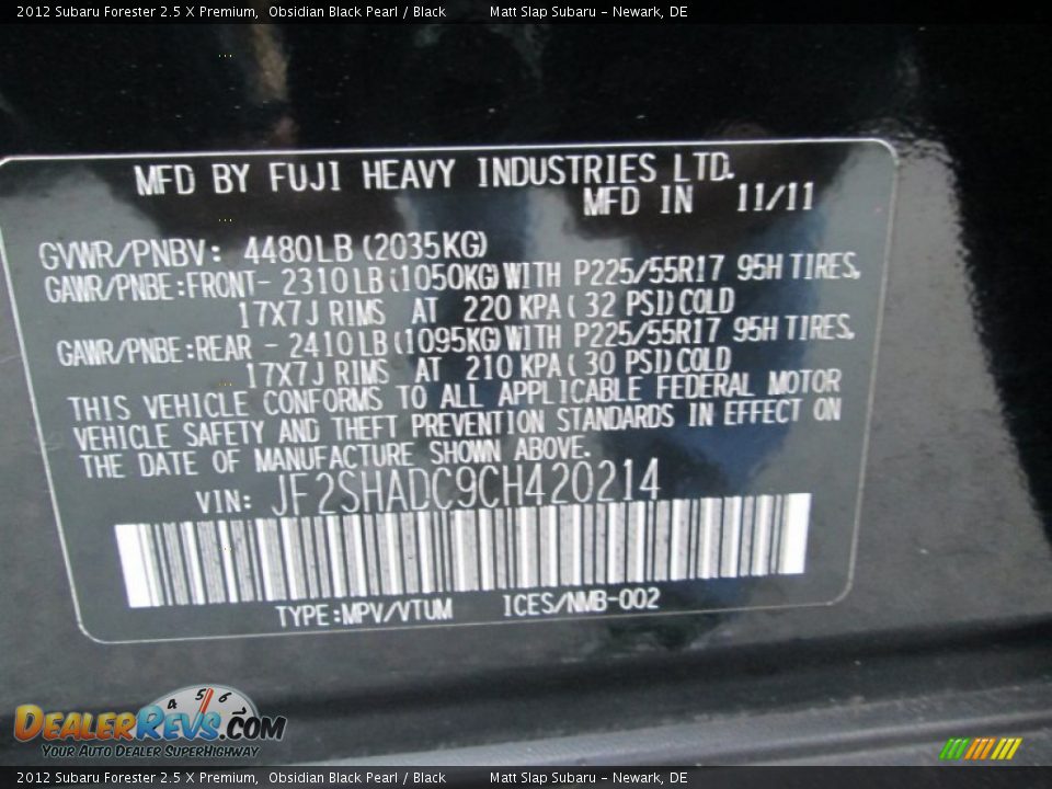 2012 Subaru Forester 2.5 X Premium Obsidian Black Pearl / Black Photo #29