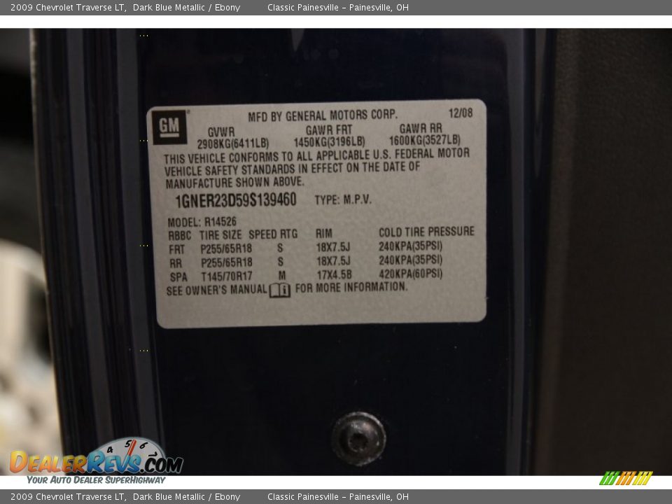 2009 Chevrolet Traverse LT Dark Blue Metallic / Ebony Photo #17