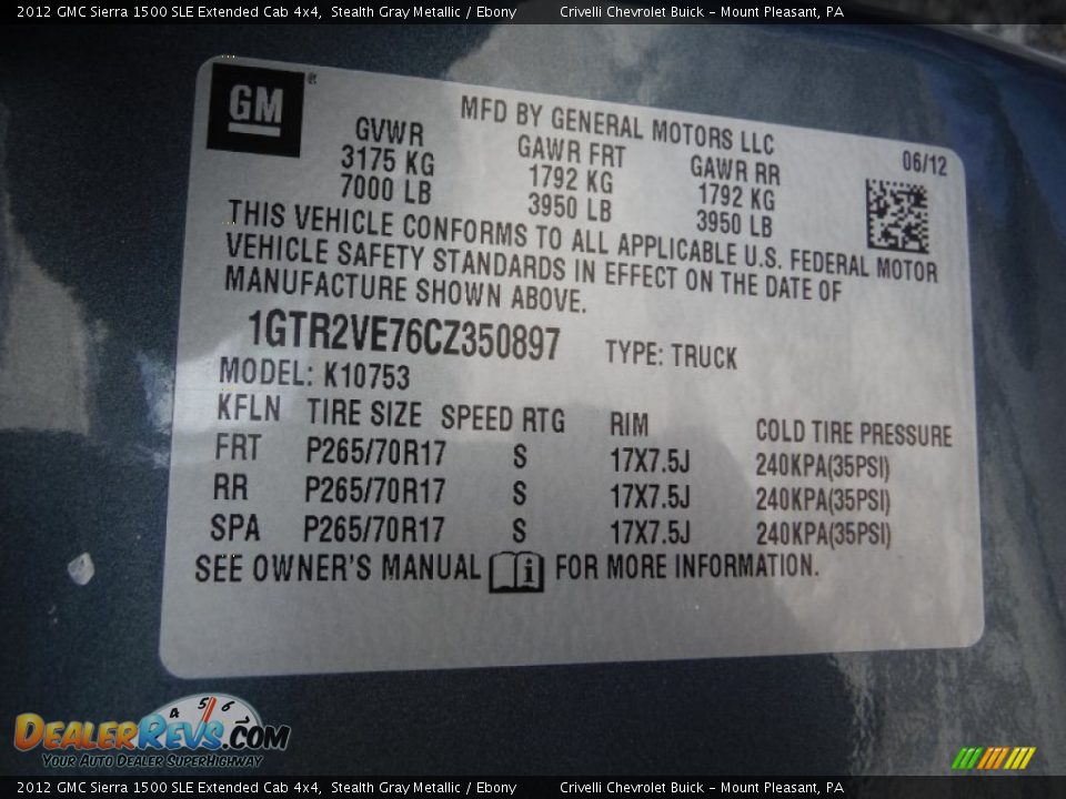 2012 GMC Sierra 1500 SLE Extended Cab 4x4 Stealth Gray Metallic / Ebony Photo #31