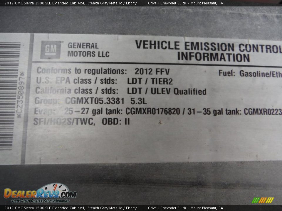 2012 GMC Sierra 1500 SLE Extended Cab 4x4 Stealth Gray Metallic / Ebony Photo #34