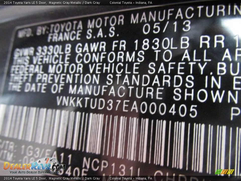 2014 Toyota Yaris LE 5 Door Magnetic Gray Metallic / Dark Gray Photo #19