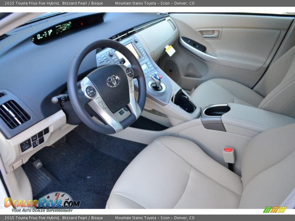 2015 Toyota Prius Five Hybrid Blizzard Pearl / Bisque Photo #5