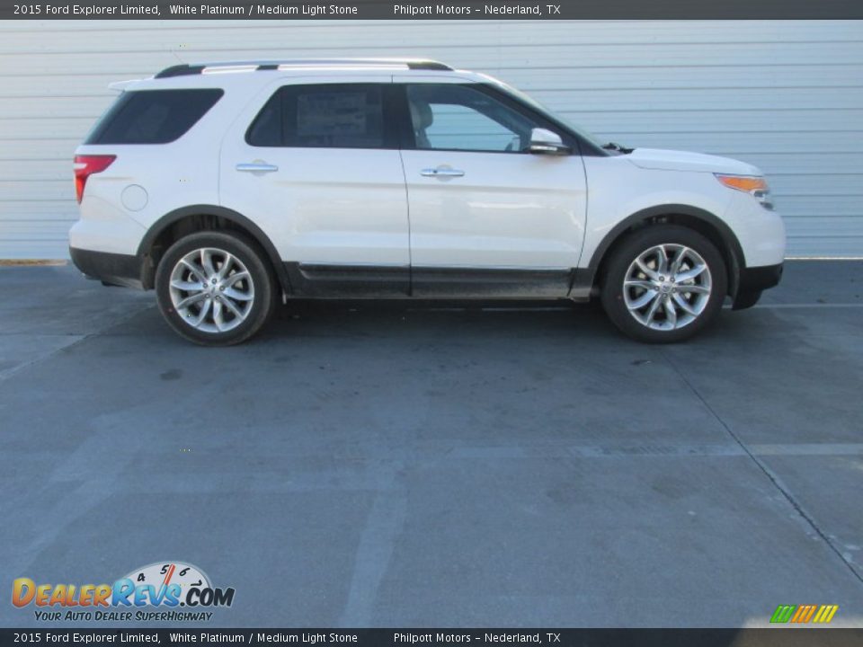 2015 Ford Explorer Limited White Platinum / Medium Light Stone Photo #3