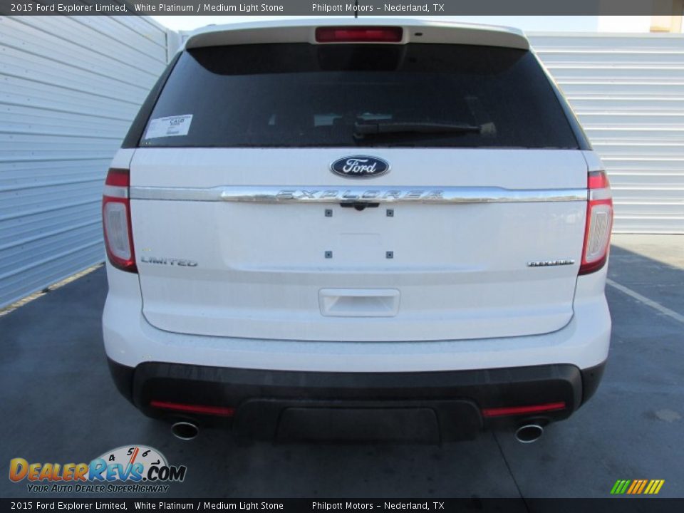 2015 Ford Explorer Limited White Platinum / Medium Light Stone Photo #5
