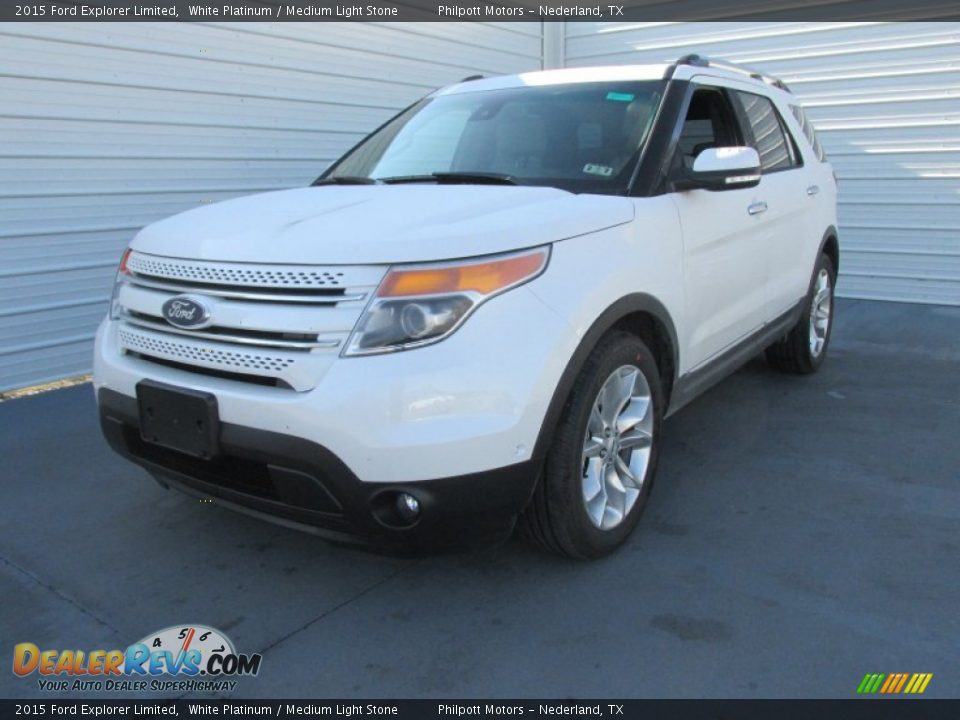 2015 Ford Explorer Limited White Platinum / Medium Light Stone Photo #7