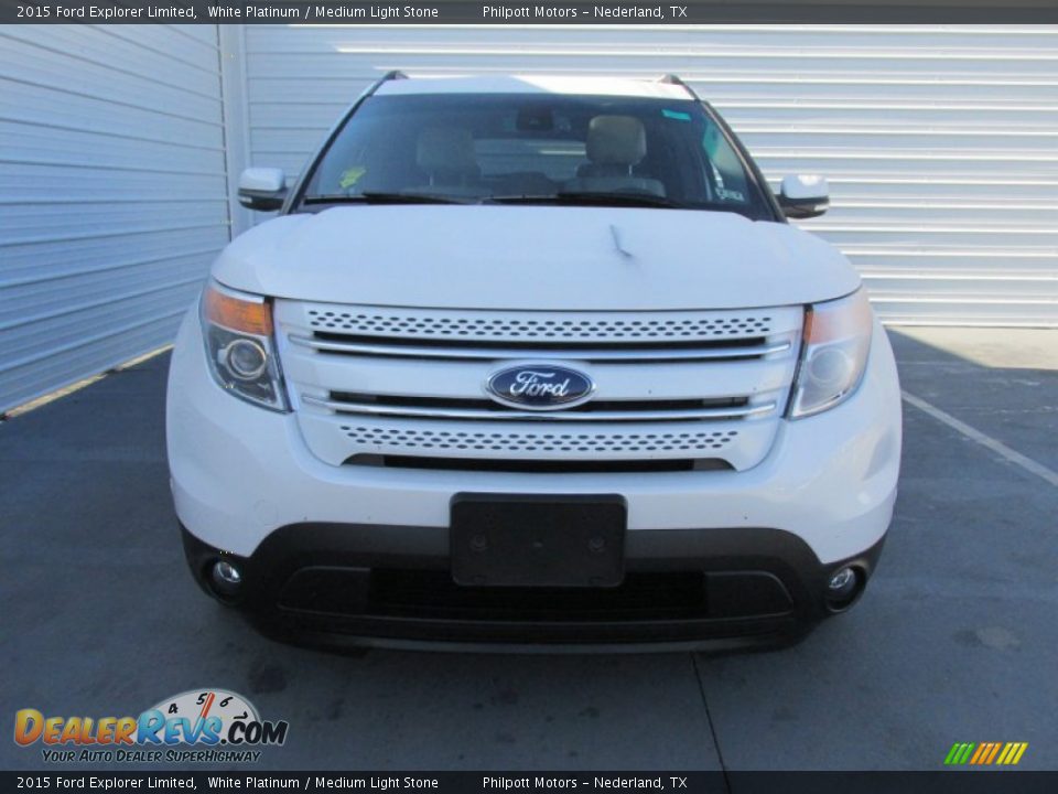 2015 Ford Explorer Limited White Platinum / Medium Light Stone Photo #8