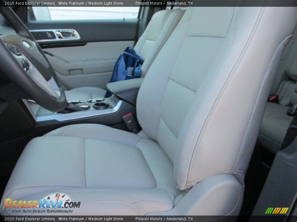 2015 Ford Explorer Limited White Platinum / Medium Light Stone Photo #26