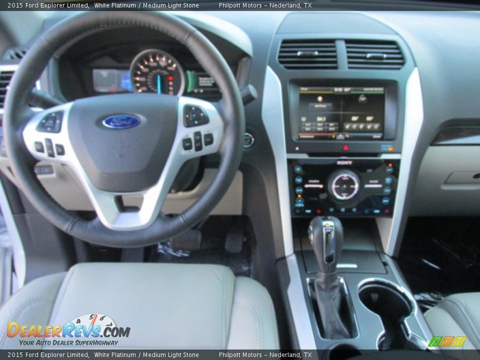 2015 Ford Explorer Limited White Platinum / Medium Light Stone Photo #28