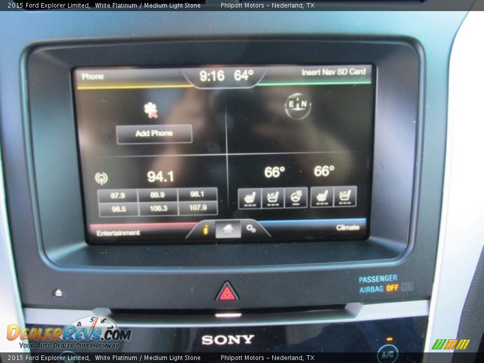 2015 Ford Explorer Limited White Platinum / Medium Light Stone Photo #30