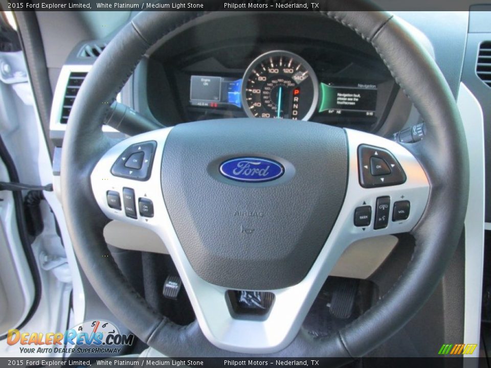 2015 Ford Explorer Limited White Platinum / Medium Light Stone Photo #34