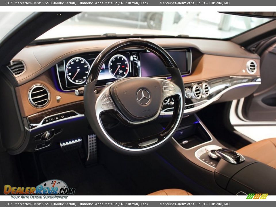2015 Mercedes-Benz S 550 4Matic Sedan Diamond White Metallic / Nut Brown/Black Photo #10