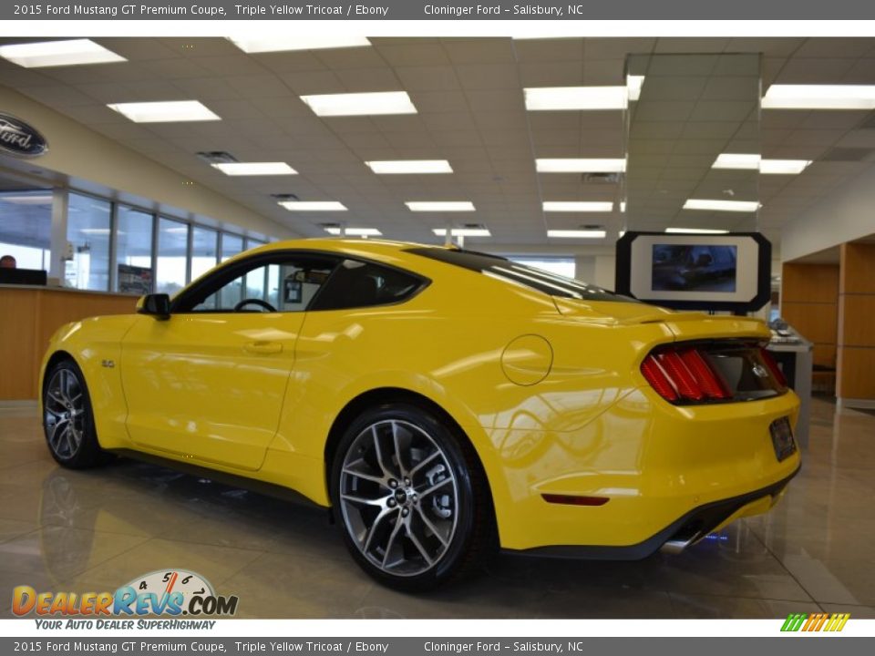 2015 Ford Mustang GT Premium Coupe Triple Yellow Tricoat / Ebony Photo #21