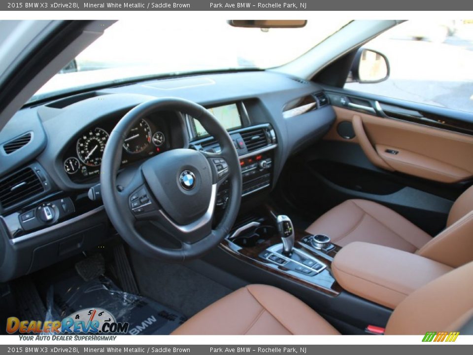 2015 BMW X3 xDrive28i Mineral White Metallic / Saddle Brown Photo #11