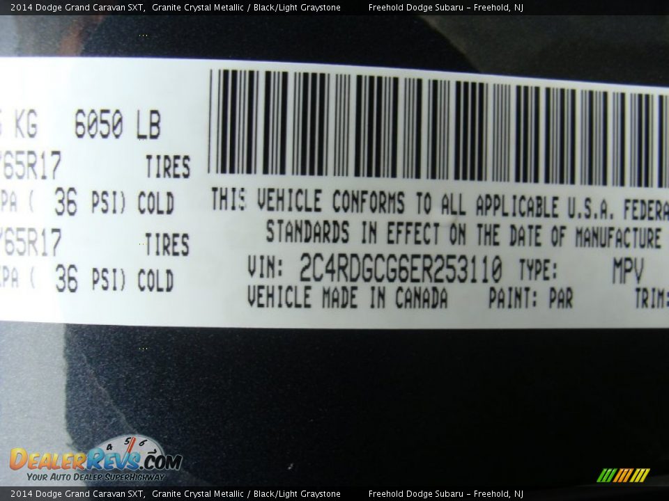 2014 Dodge Grand Caravan SXT Granite Crystal Metallic / Black/Light Graystone Photo #25
