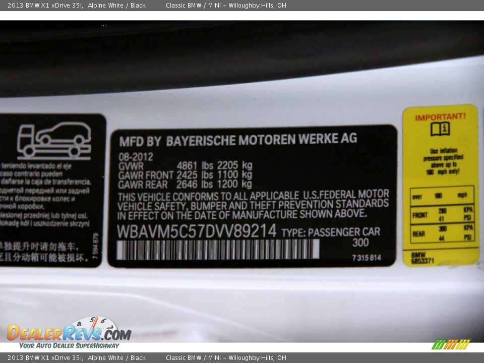 2013 BMW X1 xDrive 35i Alpine White / Black Photo #30